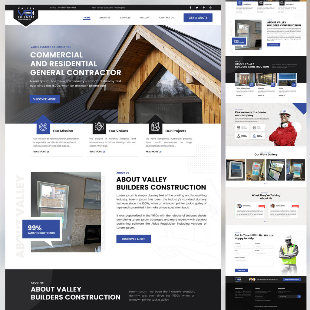 Valley Builders Construction Home Page Custom Mockup Design in Figma