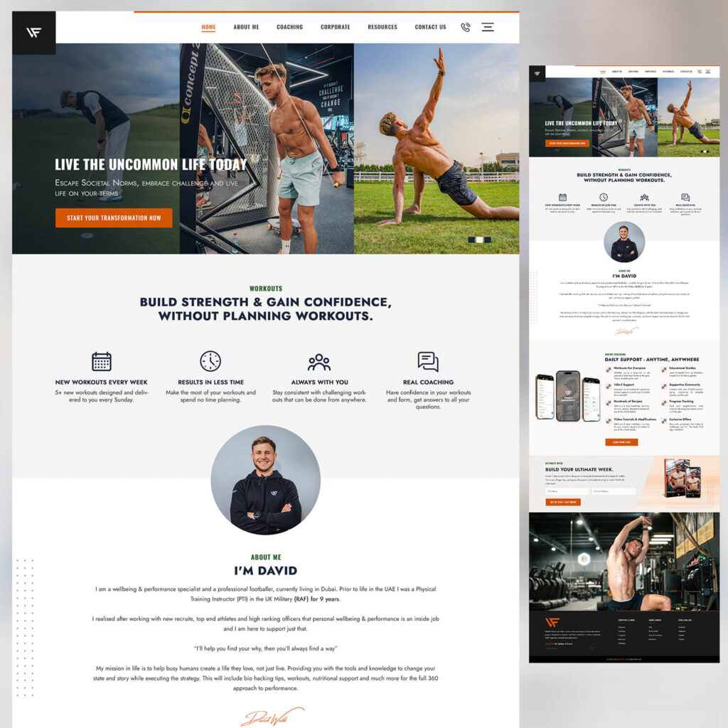 Webbfit Performance Home Page Custom Mockup Design in Figma